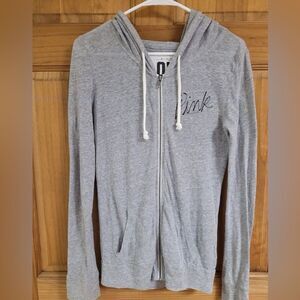 PINK VICTORIA’s SECRET SIZE LARGE LIGHTWEIGHT ZIP UP HOODIE